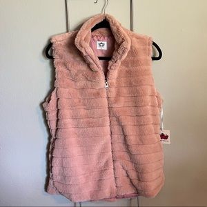 Katydid Mauve Faux Fur, Lined, Full Zip Vest- L